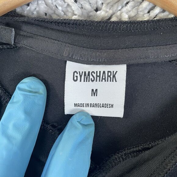 Gymshark Henley Shirt Size Medium Black Activewear Gym Training Athletic Stretch - Picture 3 of 5